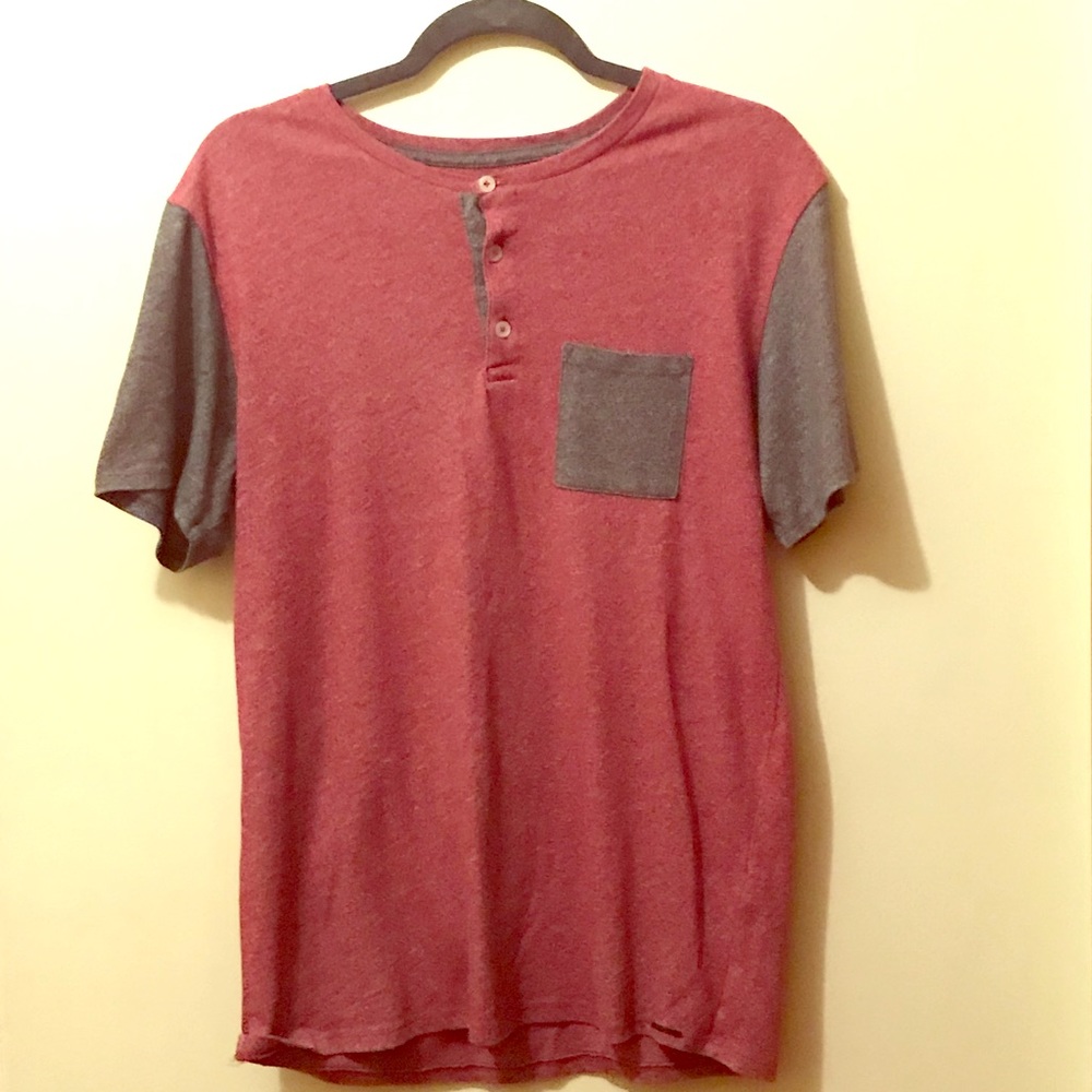 On The Byas Red and Grey Short Sleeve Tee